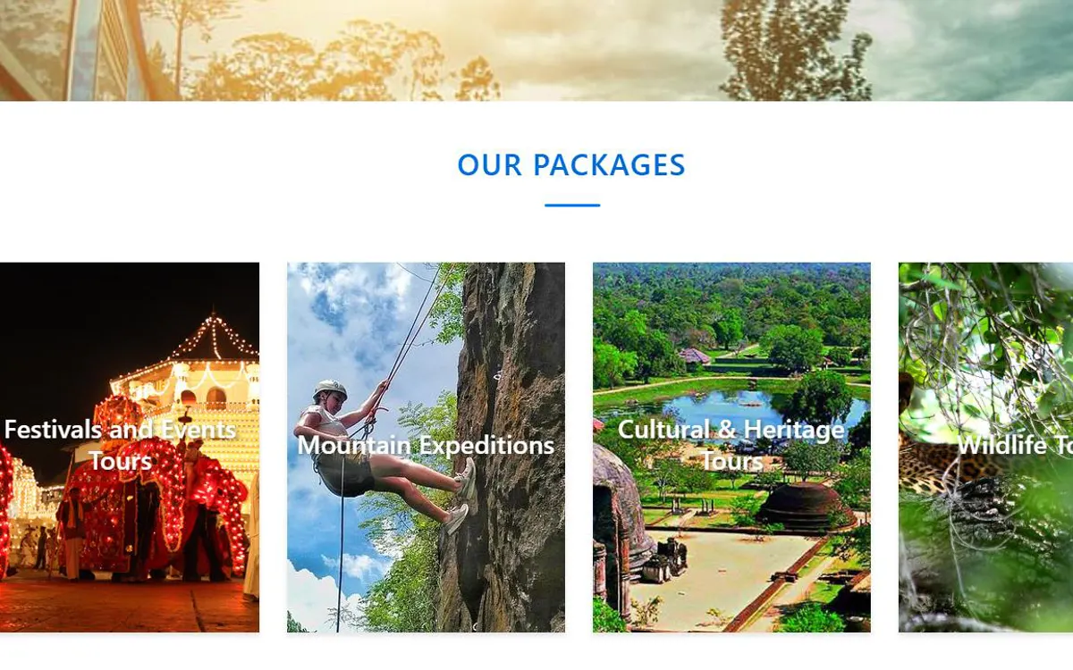 Tour packages: festivals and events, mountain expeditions, cultural heritage and wildlife.