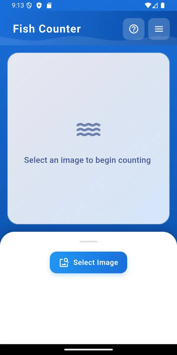 The start screen, before an image is chosen.