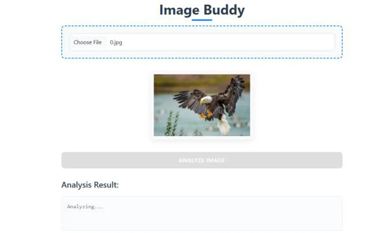 An analysis in progress, with the button disabled while the model works.