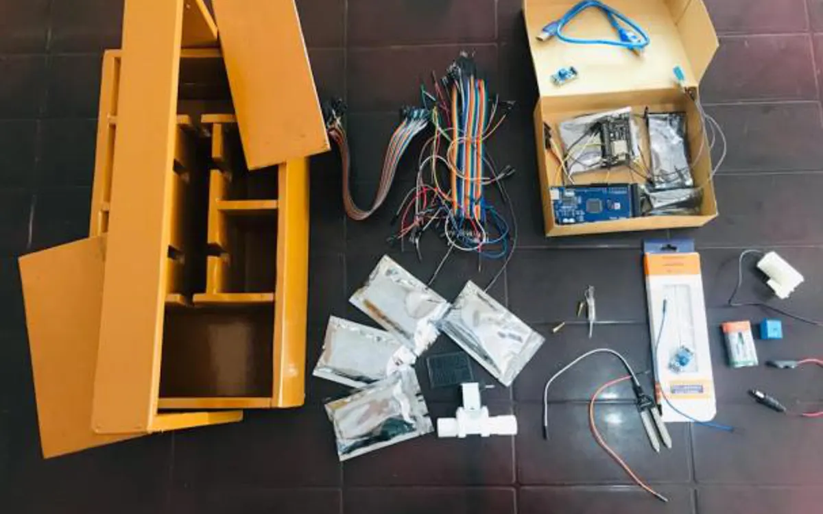 Components laid out before assembly.
