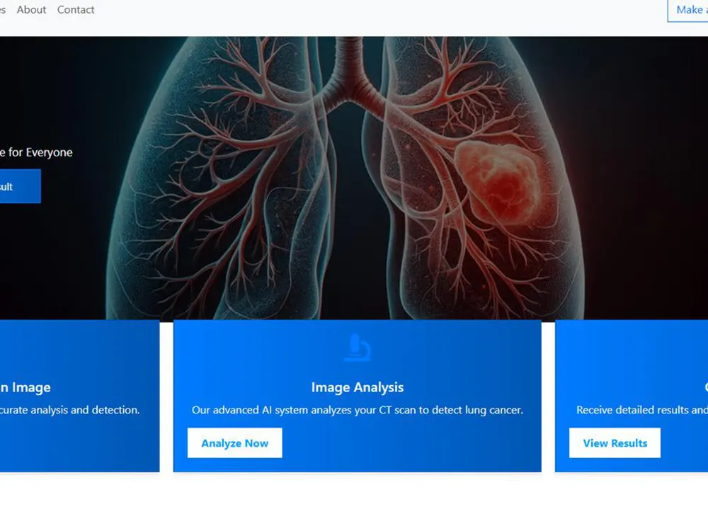 The detection system home page, with an illustration of lungs.