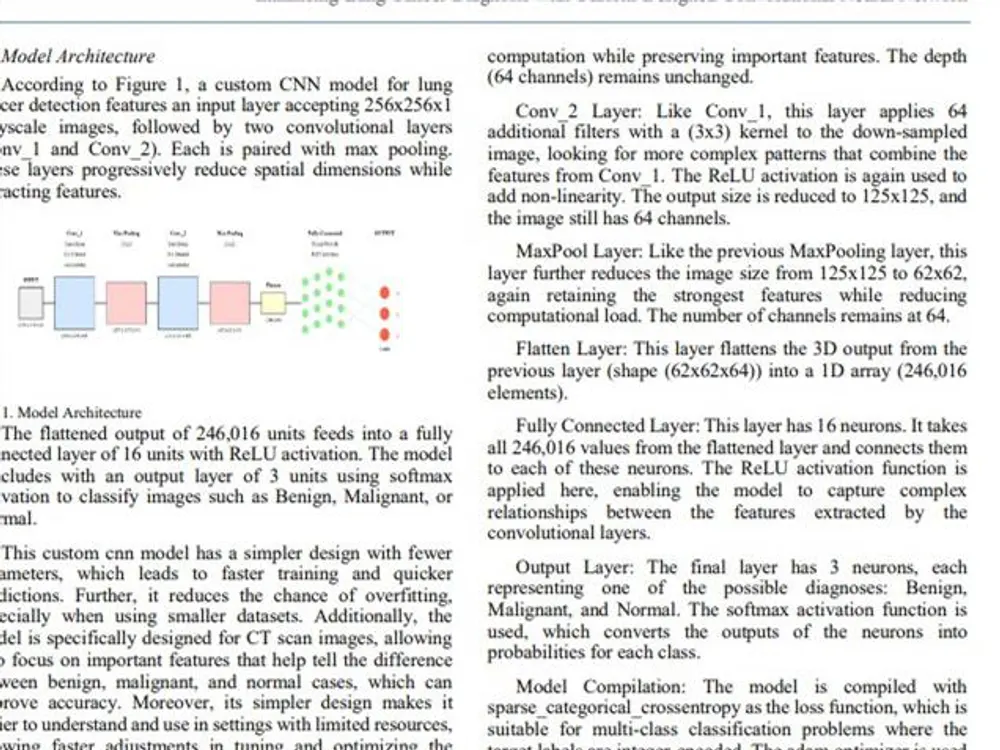 The model architecture section of the paper, with a diagram of the network layers.